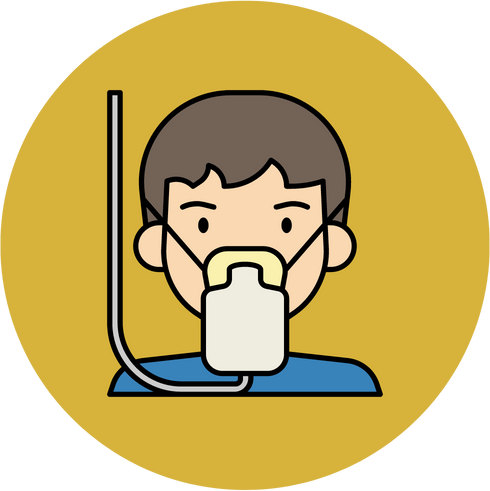 Billedet viser at du skal sætte iltmasken på dig selv først.