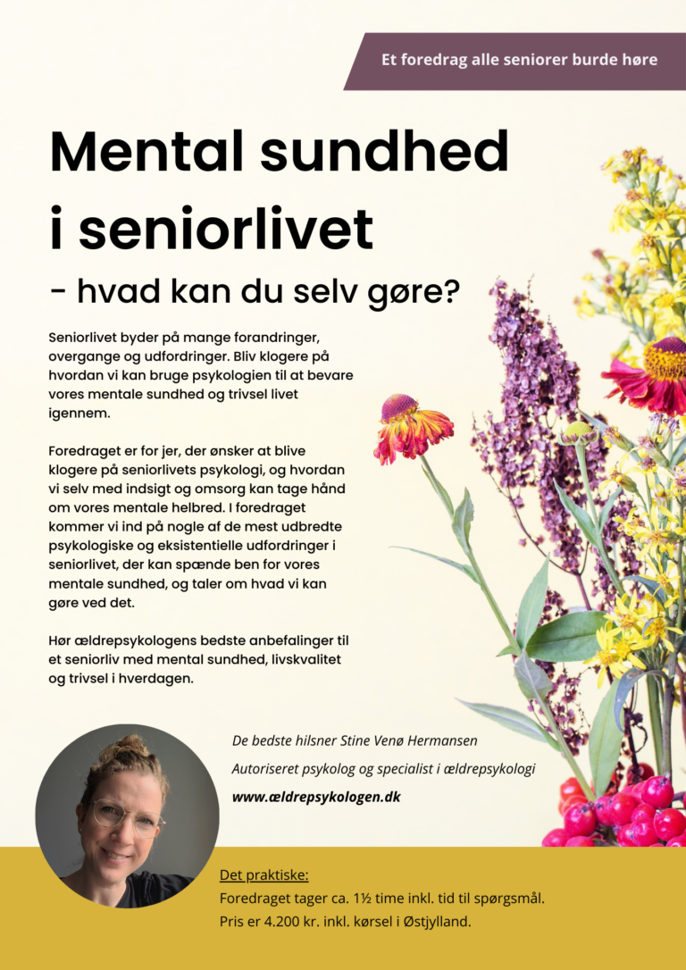 Read more about the article Foredrag om mental sundhed i seniorlivet
